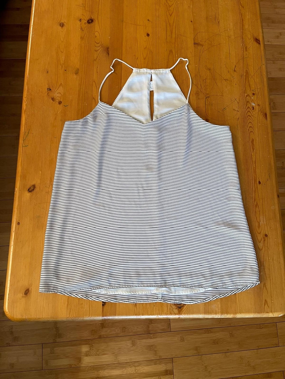 Express White and Black Striped Halter Top